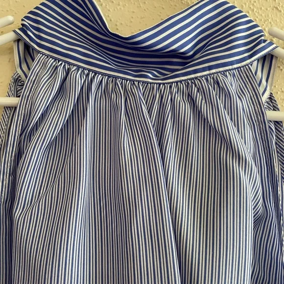 J Crew Women’s Size 6 Blue and White Striped Silk Halter Blouse - Picture 4 of 12